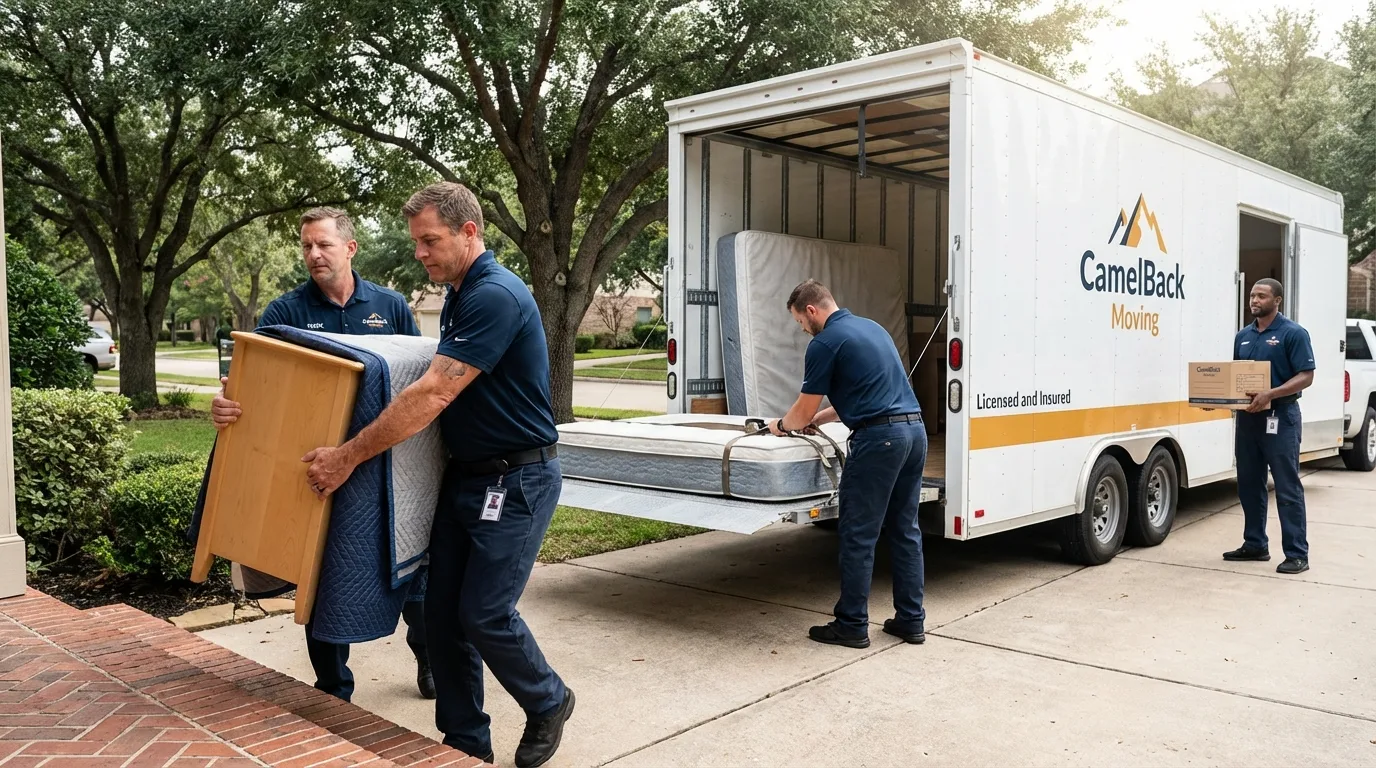 Crew loading residential truck for cross-state move from Grasonville, MD