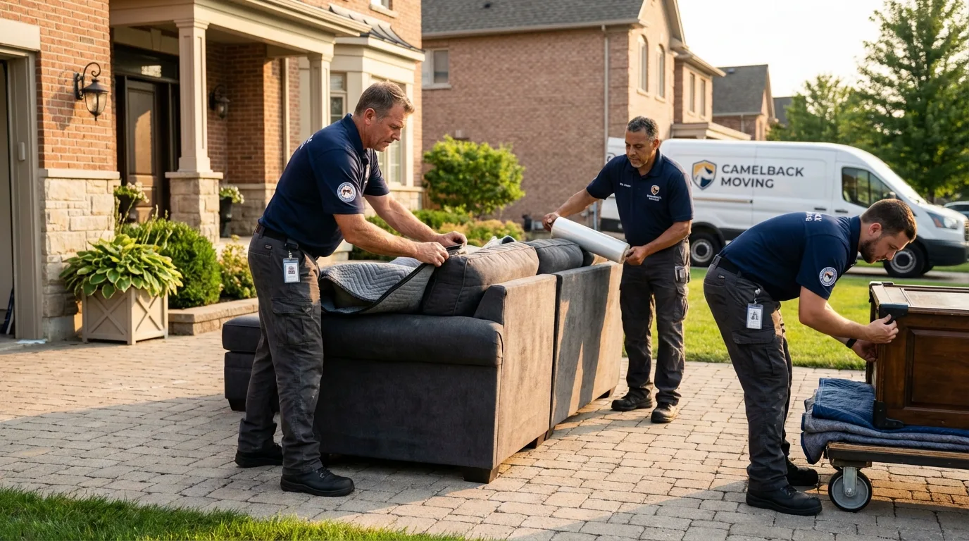 Large estate moving crew wrapping furniture in Grasonville, MD